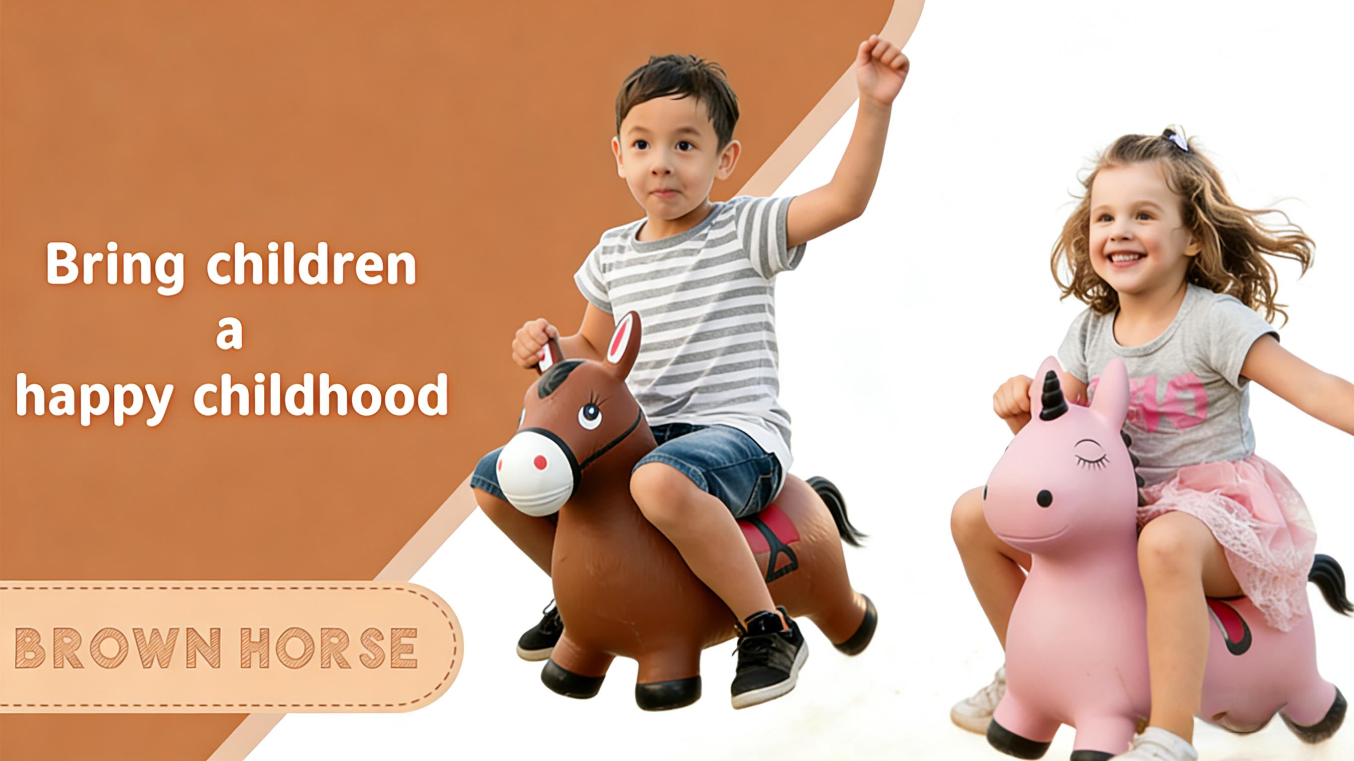 Bouncy Horse Hopper Toys, Toddlers Bouncing Farm Animals Inflatable Jumping Hopping Horse, Ride on Rubber Bouncer for Kids, Outdoor Indoor Cool Birthday Gifts for 2 3 4 5Year Old Girl Boy