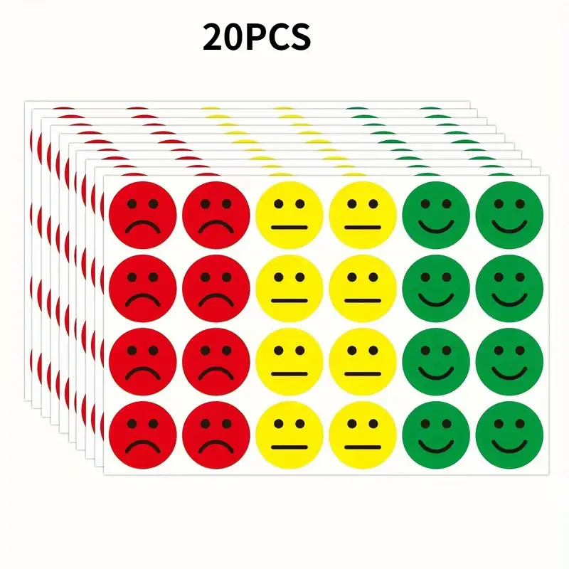 20 Sheets Per Pack, 480 Stickers Per Pack, 1in/2.5cm Round Emotion Stickers, Self-Adhesive Reward Labels, Decorative Stickers