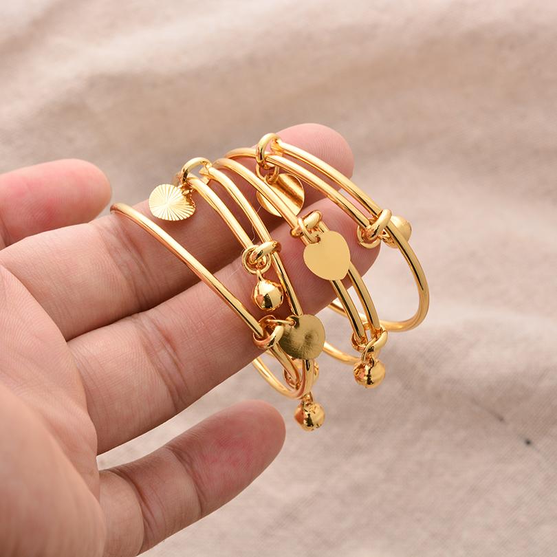 Ethiopian /Arab/African Lucky Bell Baby Kids Children Gold Color Birthday Bangle Bracelet Jewelry Gift