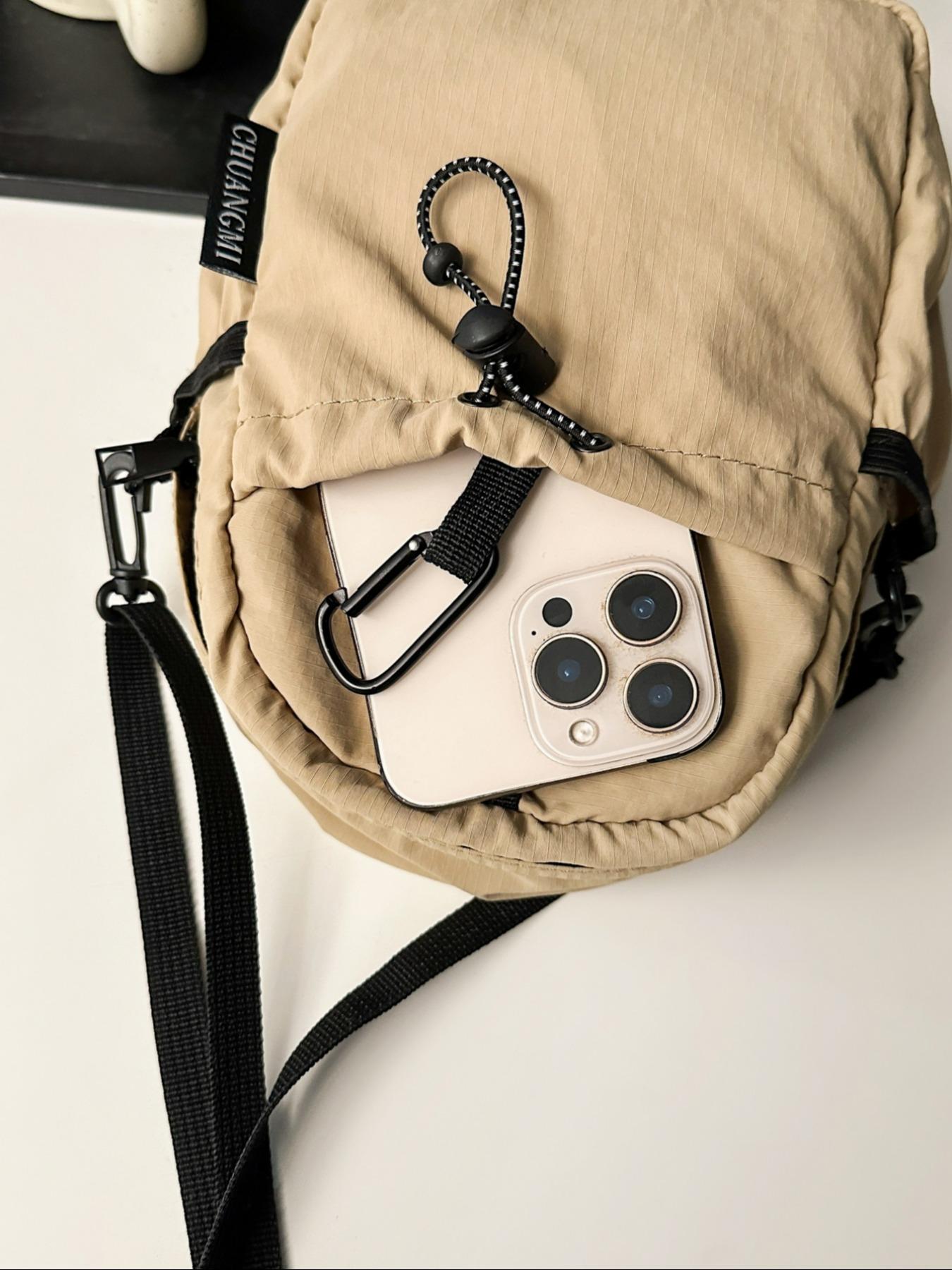 Men's Casual Plain Nylon Crossbody Bag, Zipper Crossbody Bag, Lightweight Small Sling Bag, Casual Versatile Phone Bag, Sporty Sling Bag for Daily Used