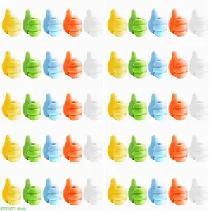 30pc/50pc Smooth Silicone Self-Adhesive Thumb Wall Mount Hooks - No-Drill Space Organizer, Multifunctional Cable Clips & Key Holders for Kitchen, Desk, Bathroom Luggage Bag Accessory Storage
