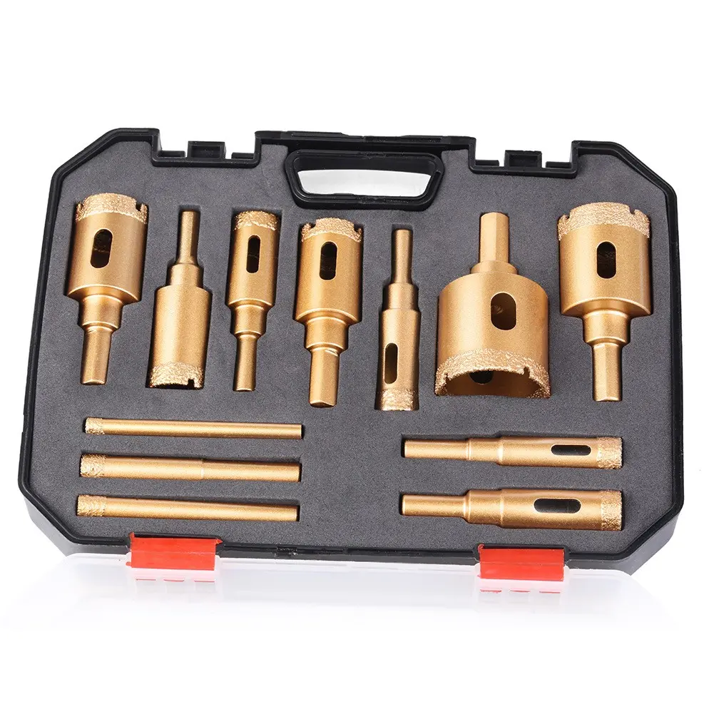 M10 Diamond Core Drill Bit Set, 12-Piece Universal Drill Bits, Tile/marble/granite Drilling Tool Kit, Durable Handheld Drill Accessories