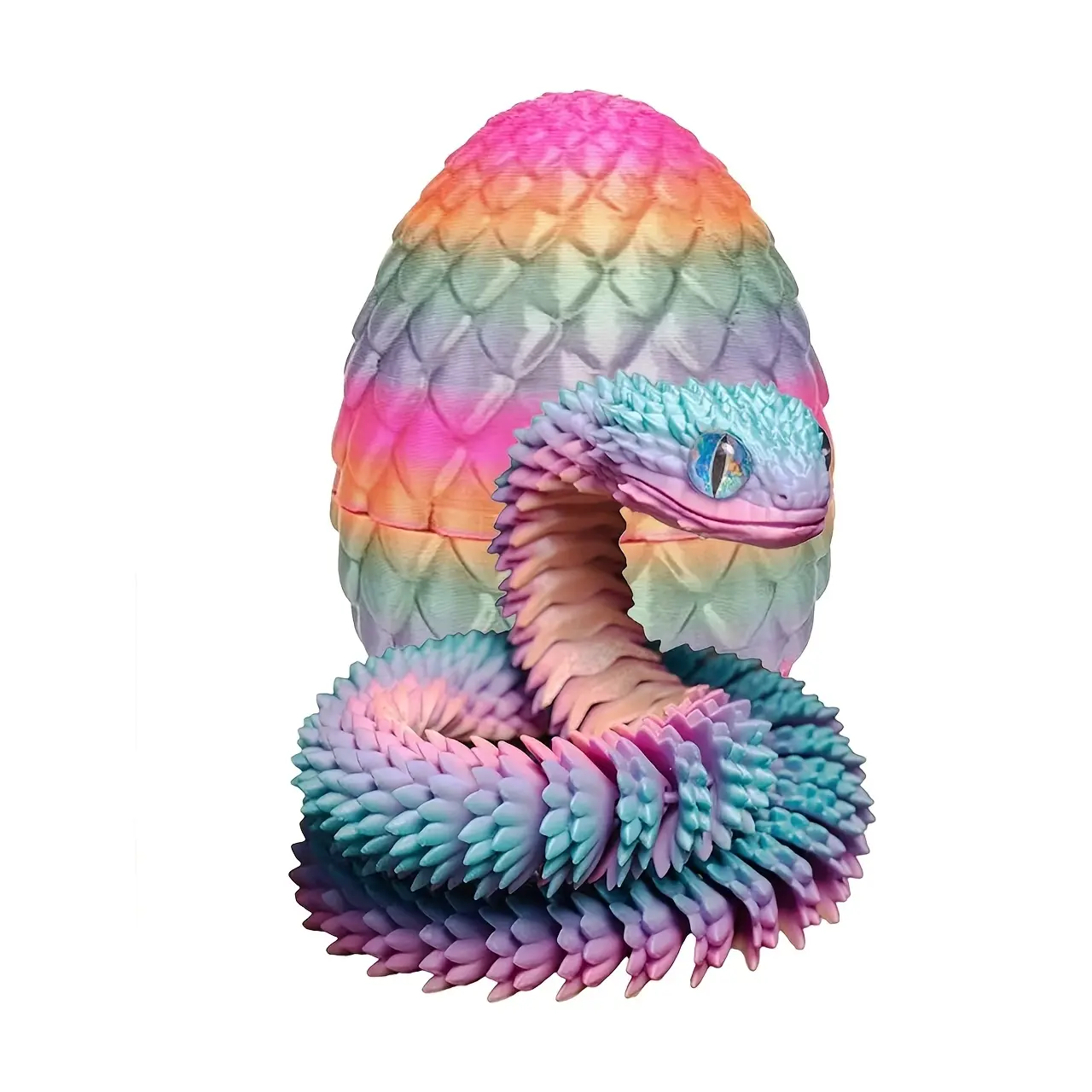 3D Printed Snake Egg Sculpture, Realistic Cobra Statue Design, Perfect Halloween & Christmas Gift, Home Office Decor