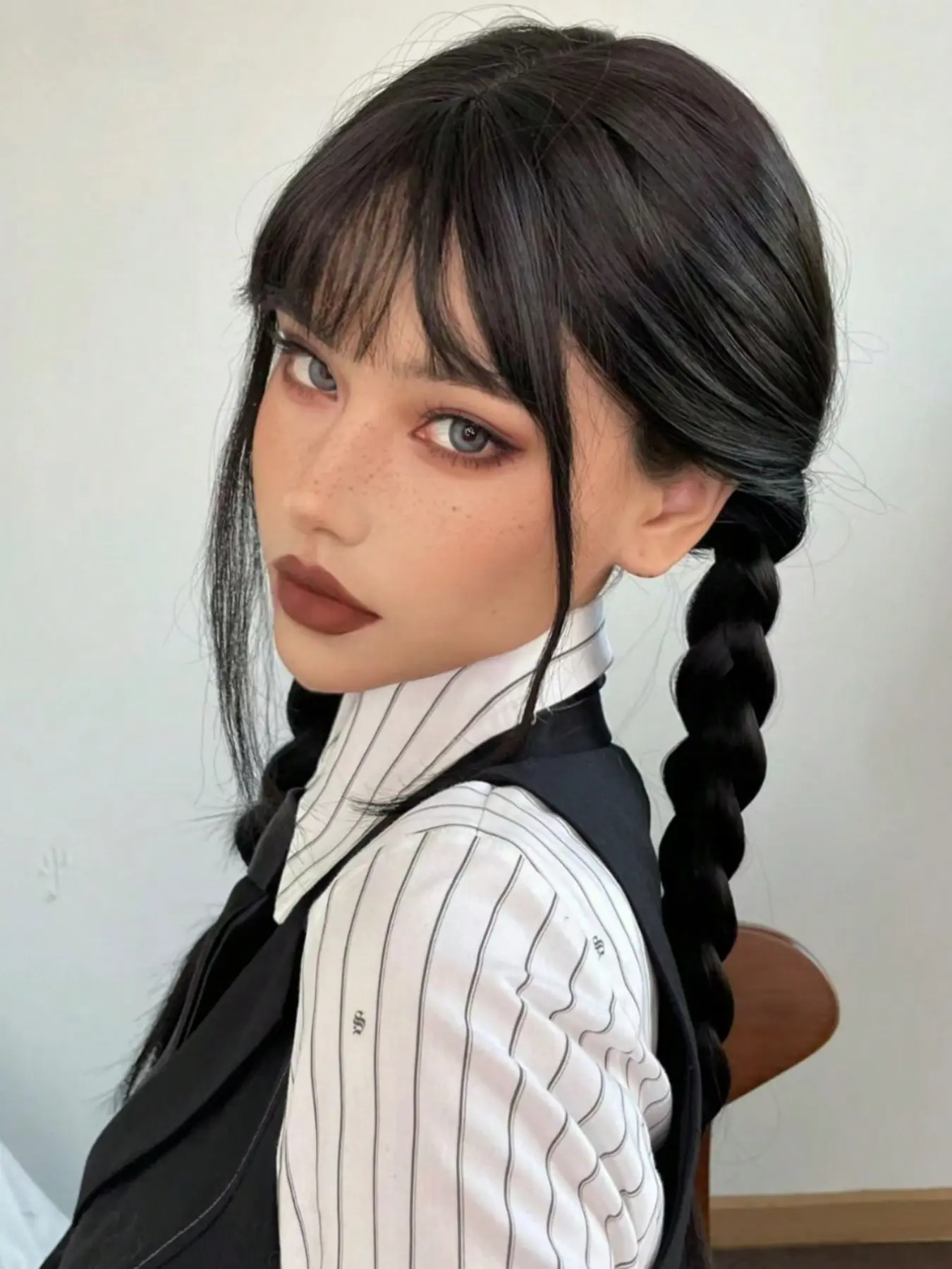 Long Braids Wig for Girls, Twisted Halloween Cosplay Costume Party Wig, Braided Wig with Bangs, Carnival Wig