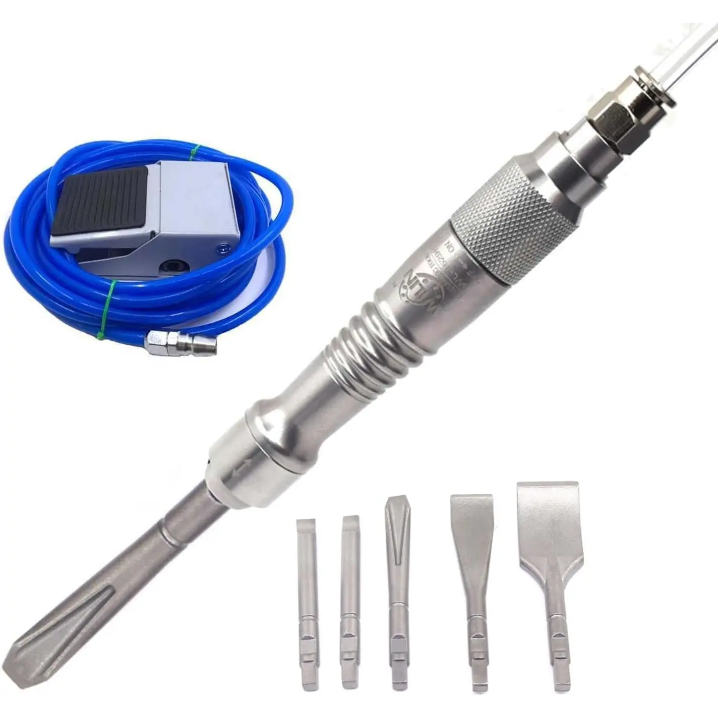 Pneumatic Chisel Scraper Needle Scaler with 5 Chisels and Foot Switch