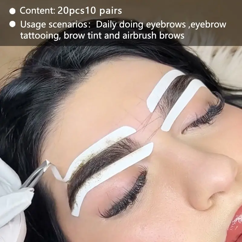 10 pairs, disposable eyebrow template stickers, eyebrow shaping and drawing guide tape - for airbrush shading and makeup application, alcohol-free, skin-friendly material, moderate viscosity, easy to remove without leaving residue