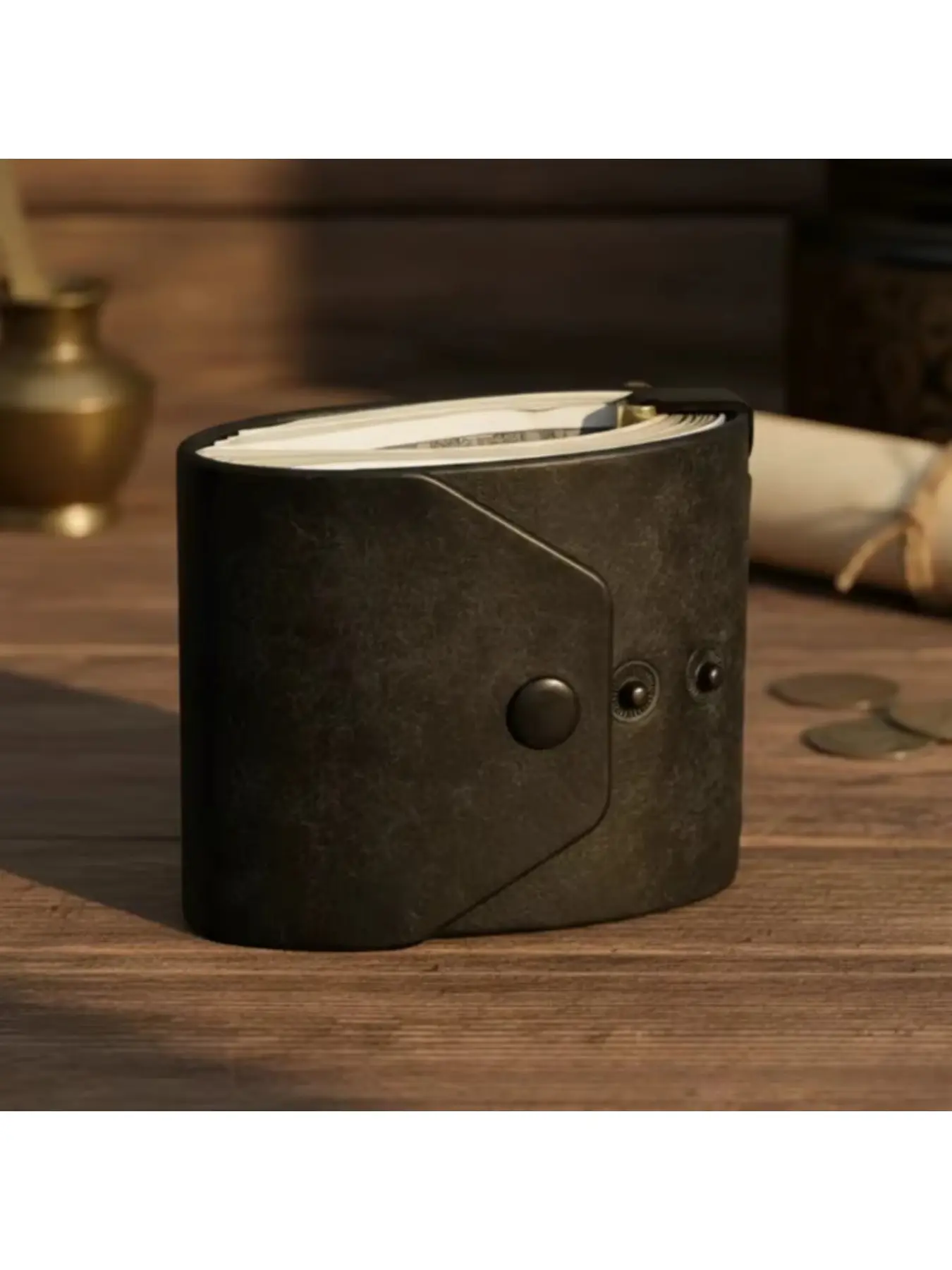 1PCS  Vintage Leather Coin Purse The Cash Wrap Wallet Magnetic Snap Bill Organizer