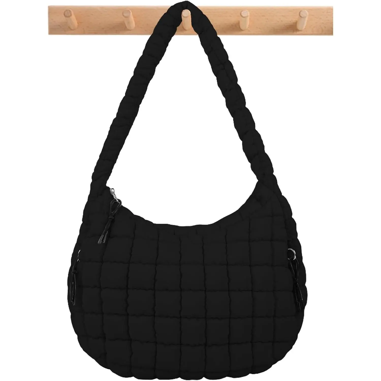 Quilted Puffer Tote Bag Puffy Crossbody  Bag with Zipper, Nylon Hobo Handbag Travel Carryall Bags for Women Girls