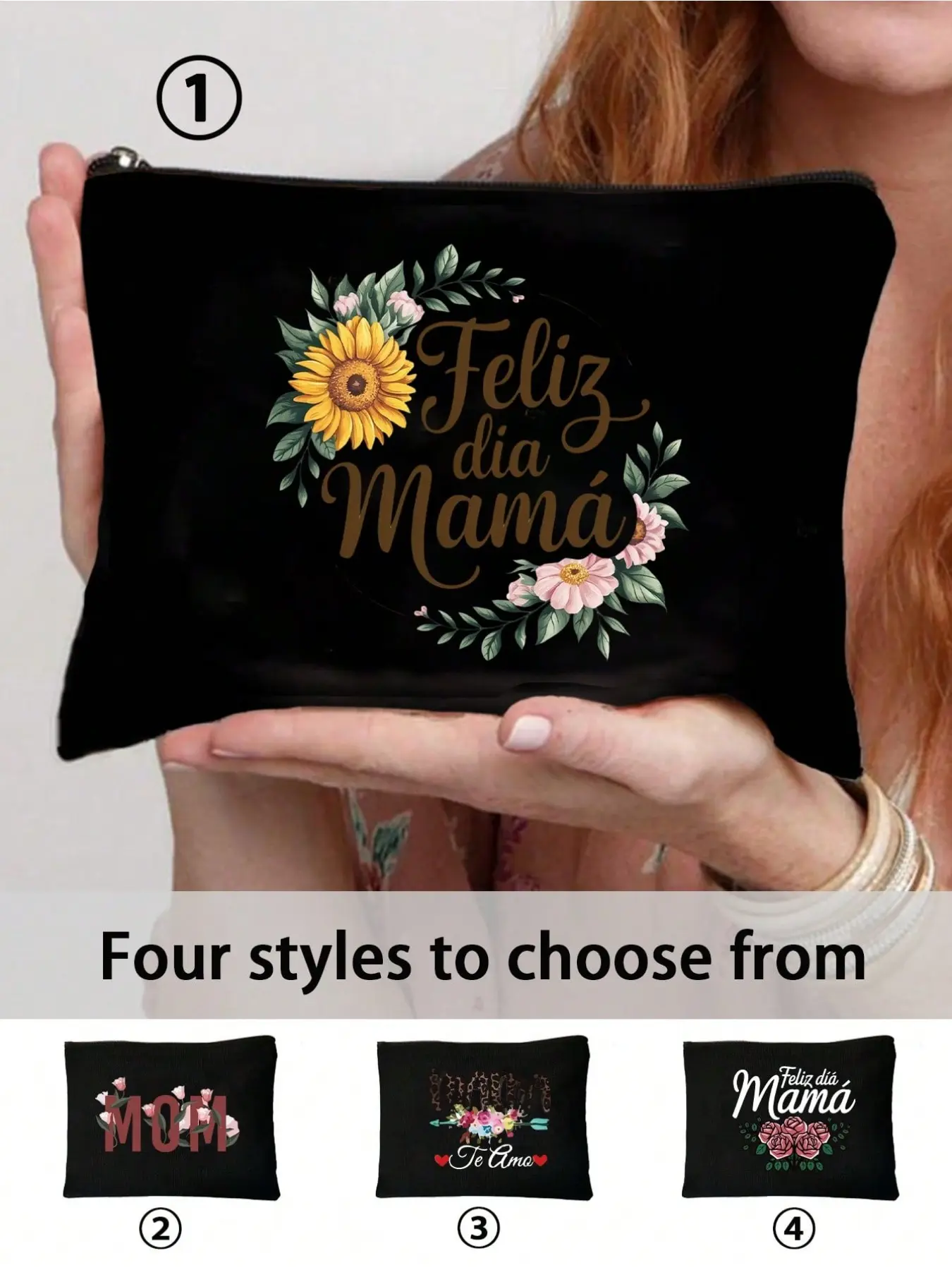 Multifunctional Canvas Zipper Makeup Bag, Lightweight Polyester Travel Wash Kit, Mother's Day Gift, Easter Gift, Leopard, Floral, Sunflower Patterns