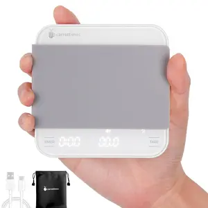 Mini Coffee with Timer, 2kg/0.1g Espresso, Coffee Weight w/ 4 Modes for Espresso and Pour-Over Coffee (White)