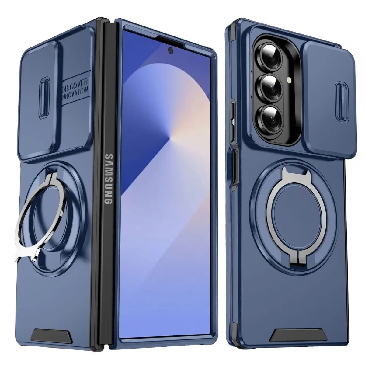 Polycarbonate 360° Rotatable Stand Slide-Window Foldable Phone Case for Samsung Z Fold7/Z Fold8 Ultra, Shockproof Durable Fashion Creative Cover, Multi-Color, Ideal for Daily Use & Gifting