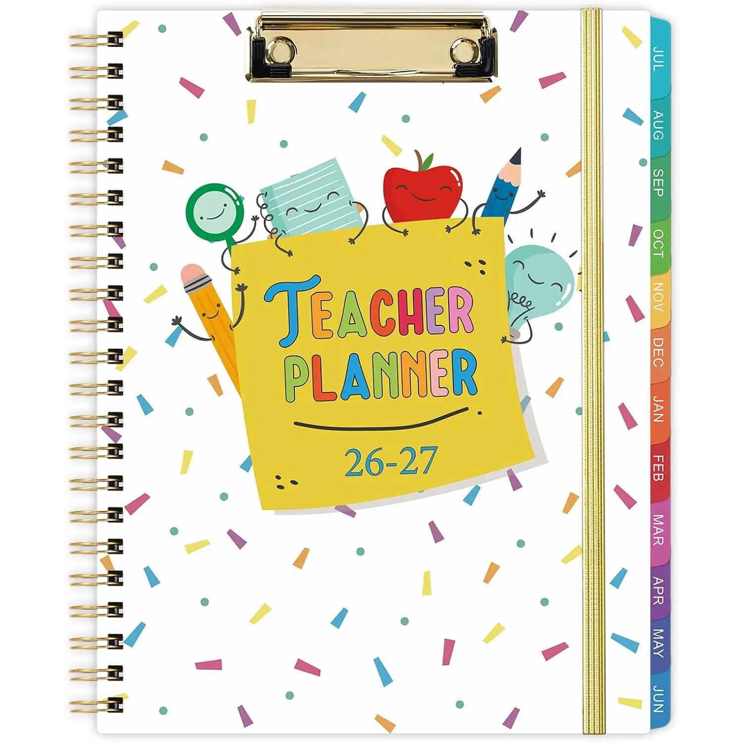 Teacher Planner 2026-2027 - Teacher Lesson Planner, July 2026 - June 2027, 2026-2027 Teacher Planner, Hardcover Planner With Clip & Double-sided Pocket, 9" x 11", Colorful Design