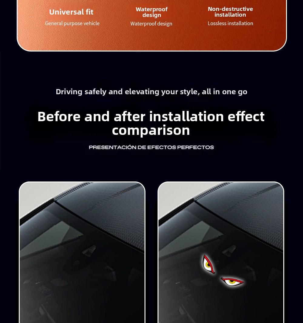 Solar Devil Eye Rear Window Light |   Wireless LED Accent Glow for Night Drive & Car Meets