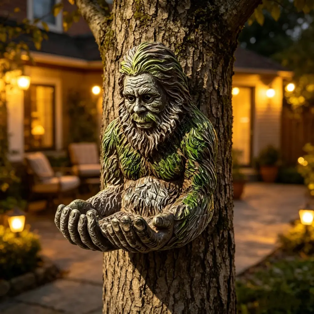 Vintage Bigfoot Tree Decoration, Realistic Resin Garden Sculpture, Decorative Garden Sculptures and Decor, Waterproof and Durable, Ideal for Outdoor Decor, Unique Gift or Collection