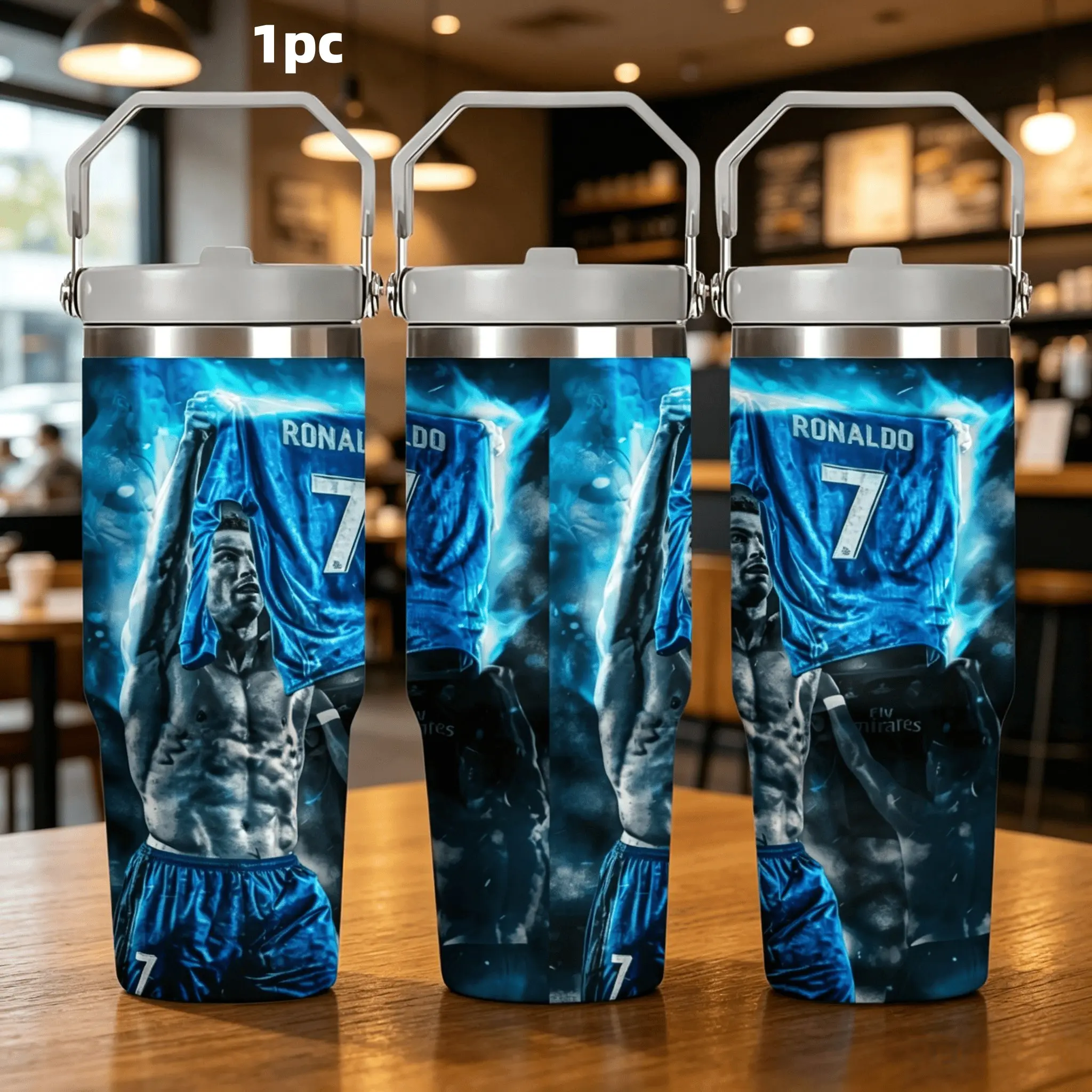 1pc 30oz stainless steel insulated drink tumbler - Star Player large capacity portable water bottle - Great gift for football fans - Suitable for outdoor and indoor use, a personalized gift