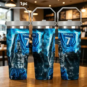 1pc 30oz stainless steel insulated drink tumbler - Star Player large capacity portable water bottle - Great gift for football fans - Suitable for outdoor and indoor use, a personalized gift