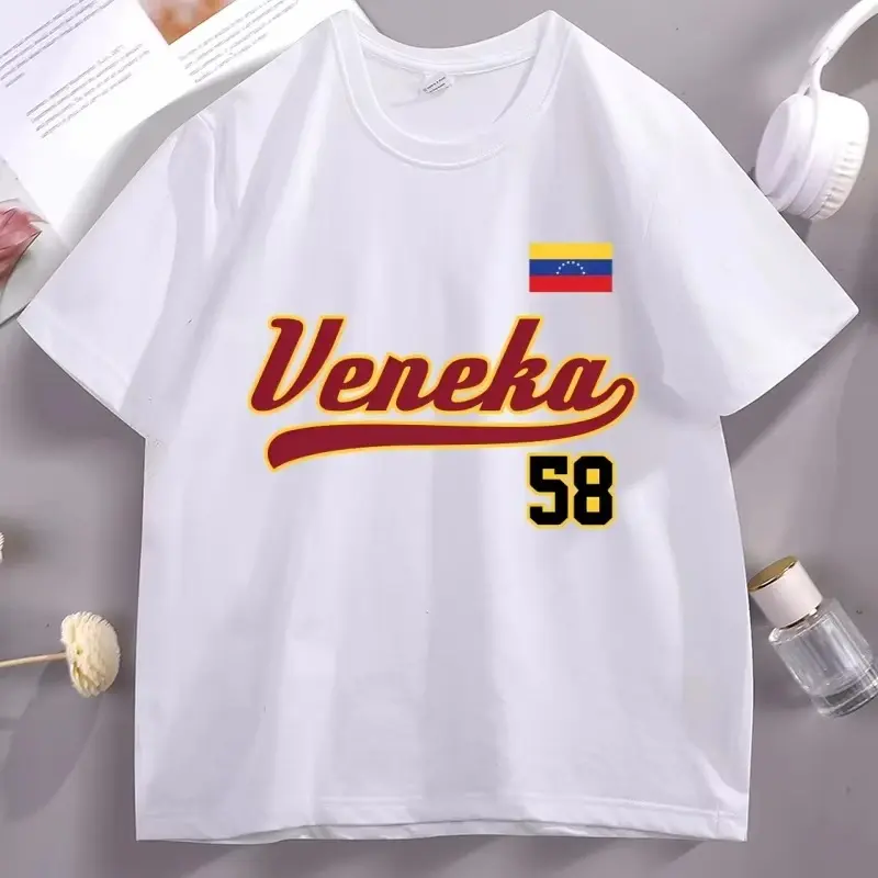 Veneka Venezuela Tshirt Men Women Pride Crewneck T Shirt Venezuela Flag 58 Retro Baseball Style Pullover T-shirt Streetwear Tops