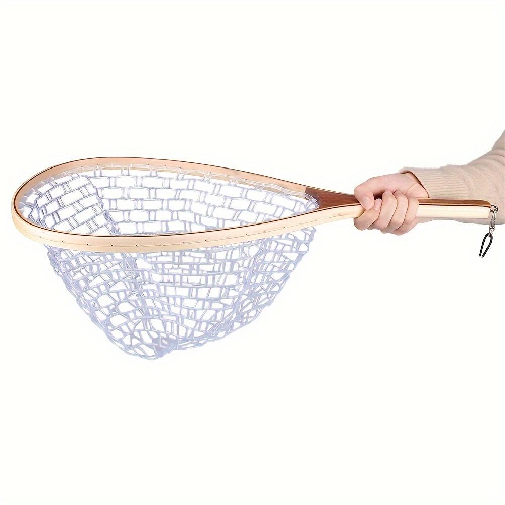 1PC Premium Wooden Frame Fly Fishing Net - Soft, Gentle, and Durable Rubber Mesh for Trout and Bass Catch and Release - Essential Fly Fishing Gear for Anglers