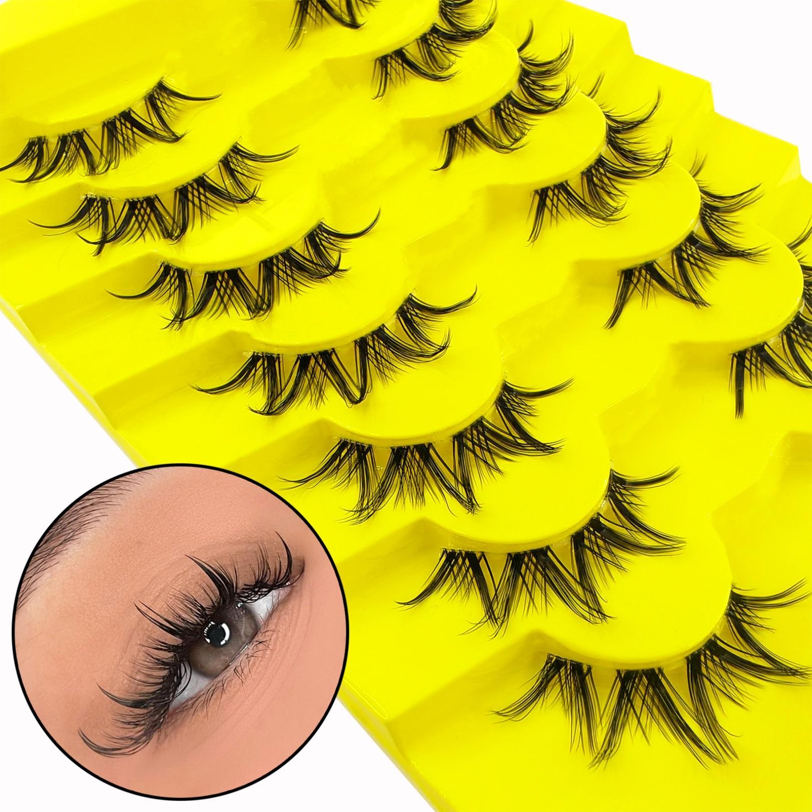 Natural False Eyelashes, 7 Pairs Wispy Faux Cluster Lashes, Volumized False Eyelashes for Women and Girls Eye Makeup Enhancement