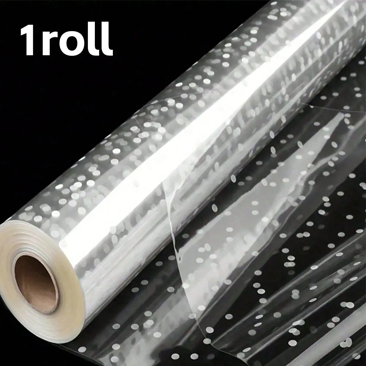 6m Dot Transparent Plastic Packaging Paper Roll, Wide Clear Wrap for Gifts, Bouquets, Holidays, Valentine's Day, Gift Baskets, Gift Wrapping