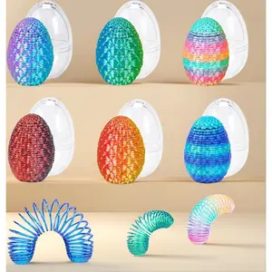 6 PCS 3D Printed Spring Egg Fidget Toy,Stretchy Expandable Sensory Toy for Stress Relief, Classroom Prize & Party Favor,Portable Desk Toy for Kids & Adults