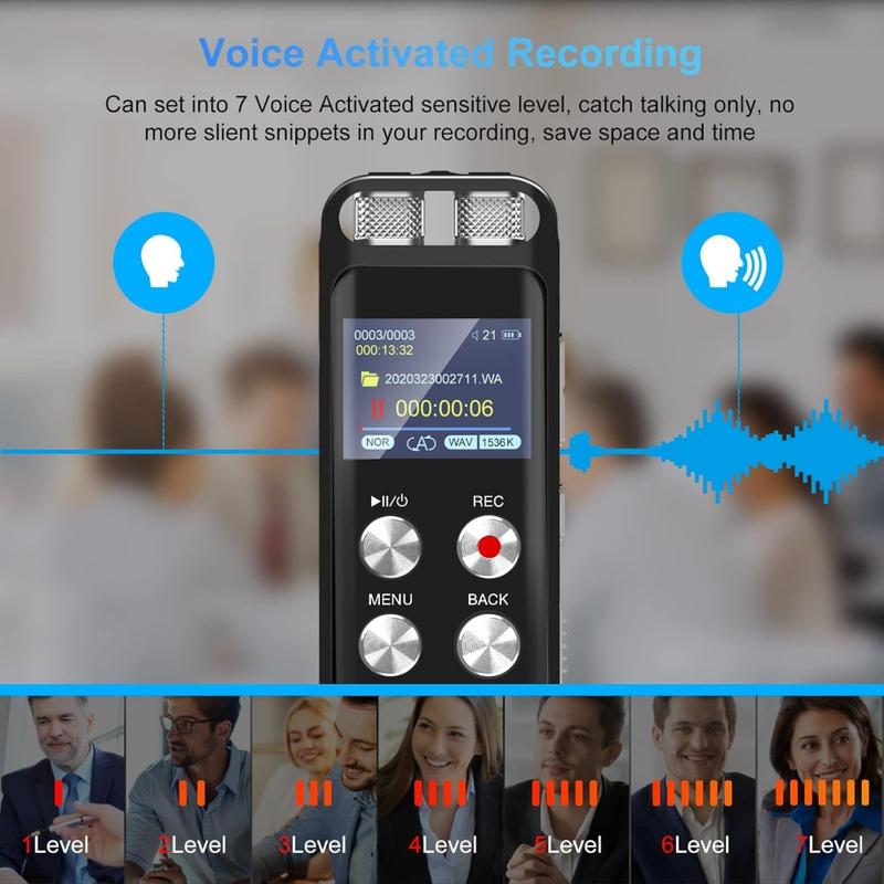 136GB Digital Voice Recorder: Voice Activated Recorders with Playback, Audio Recording Device For Lectures,Meetings | Portable Tape Recorder with Password | USB