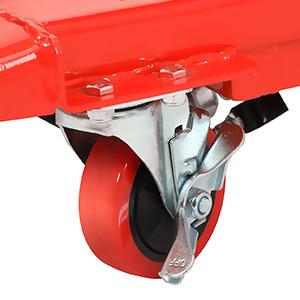 GARVEE Hydraulic Lift Table Cart 500lbs, Lift Table Capacity 28.5"Lifting Height, Manual Single Scissor with 4 Wheels and Non-Slip Pad Thickness 3mm for Material Handling and Transportation Red