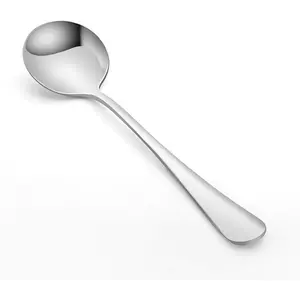 10 Piece Soup Spoon Round Stainless Steel Bouillon Spoons Round Spoons 6.7 inch