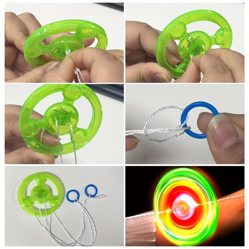 6 Pieces Pull String Spinning Glowing Toys, Night Light Party Favors ...