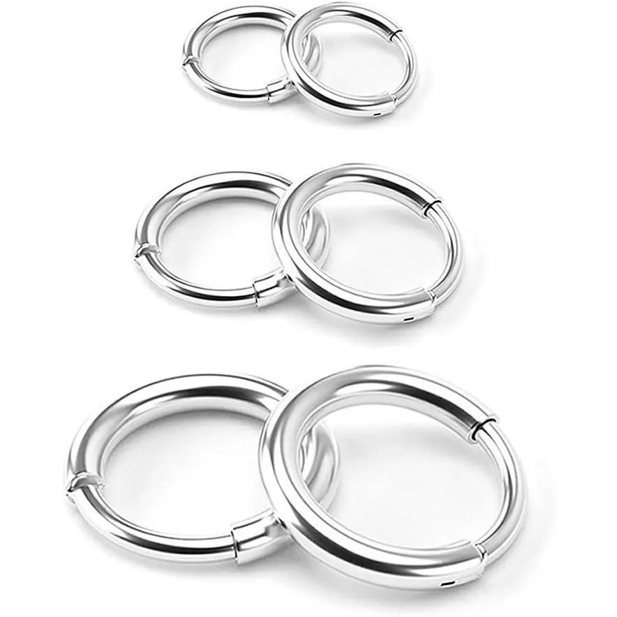 Surgical Stainless Steel Endless Small Hoop Earrings Set for Men Women Hypoallergenic Tragus Cartilage Sleeper Earrings(8/10/12mm)