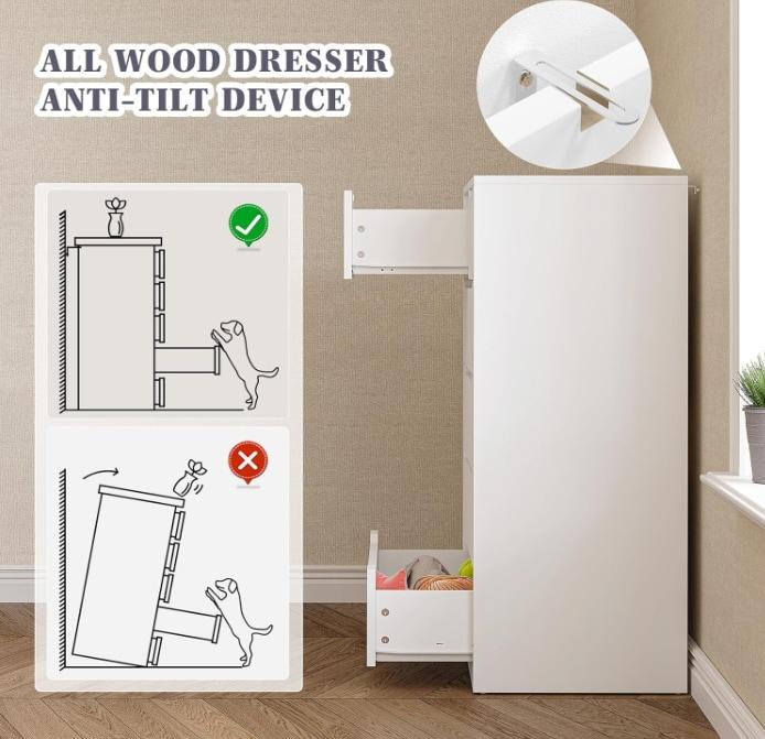 Wooden Dresser With 6 Large Drawers, Dressers & Chests Of Drawers With Large Organizer, Tall Dresser With Smooth Metal Rail, Dresser For Bedroom, Easter Decor, Wedding Decor, Home Decor, Room Decor