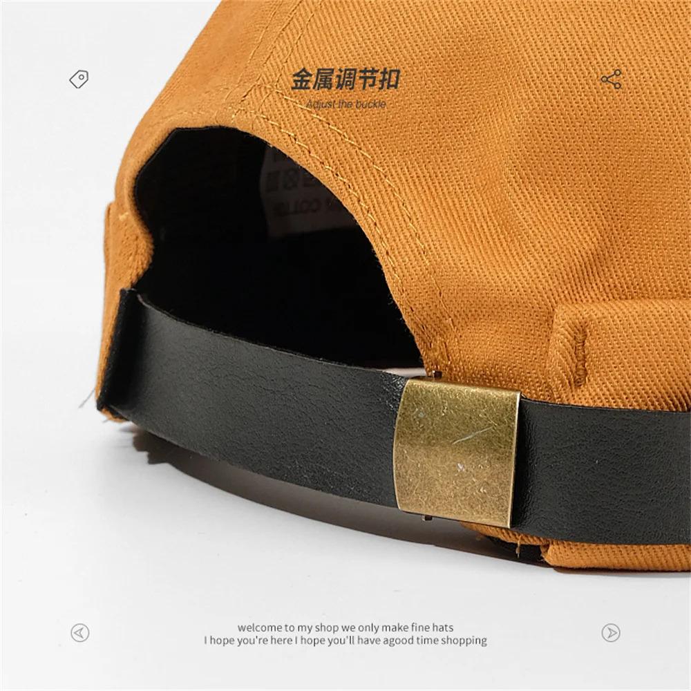 Retro Letter Label Brimless Caps Unisex Solid Color Beanie Men Women Summer Street Adjustable Docker Hats Melon Cap Hip Hop Cap