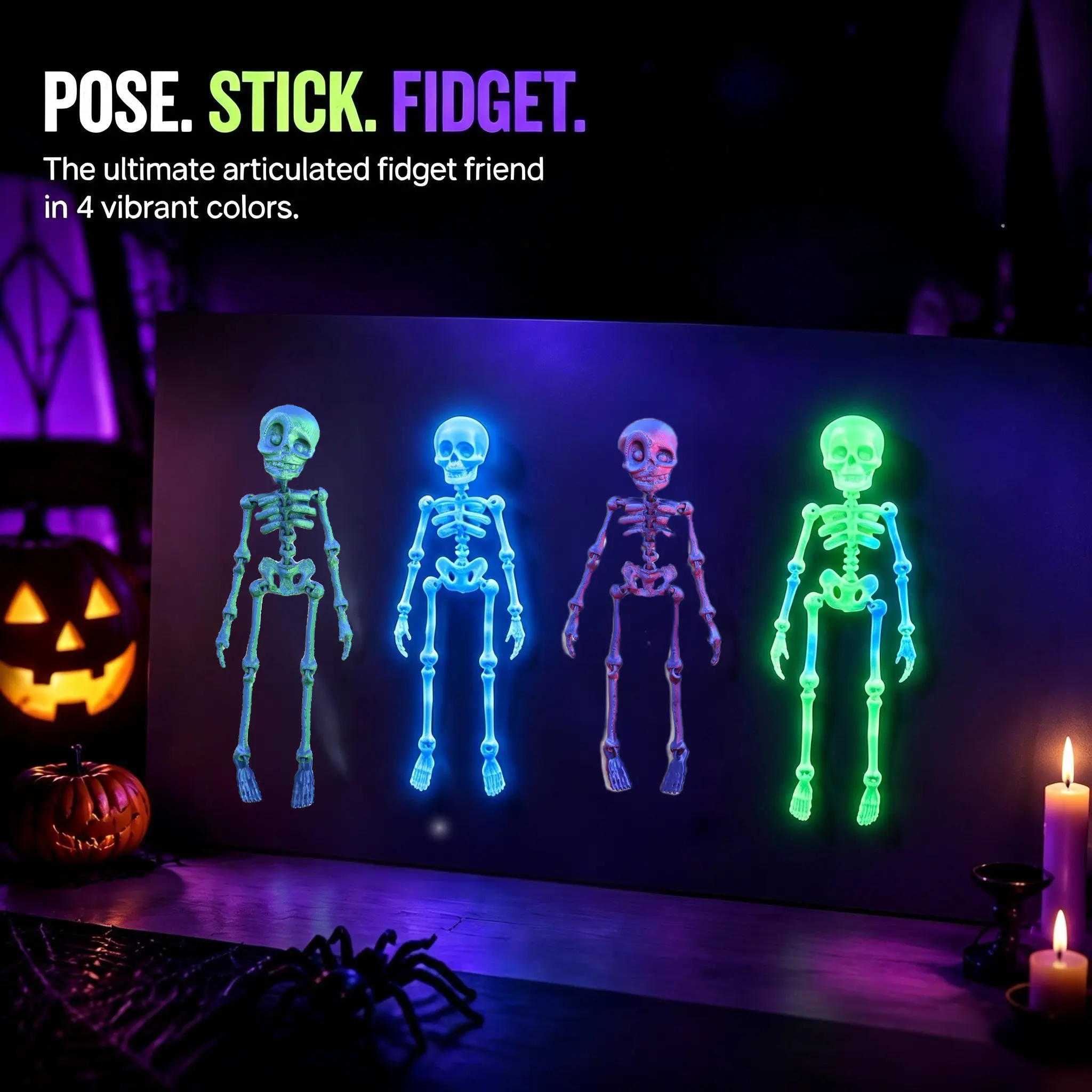 Poseable Skeleton Fridge Magnet Halloween 3D Printed Articulated Skeleton 7.09in Skull Fridge Magnets with Movable Joints Skull Magnet Fridge Sticker for Kitchen Office Or Locker Decor Gift Goth Magnetic Decoration Set-YY2