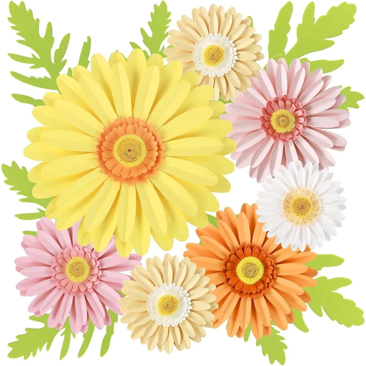 Paper Flowers Decorations for Wall 3D Giant Daisy Artificial Flowers Bulletin Board Decoration Floral Paper Flowers Hanging for Spring Classroom Office Decor Wedding Baby Shower Garden Party