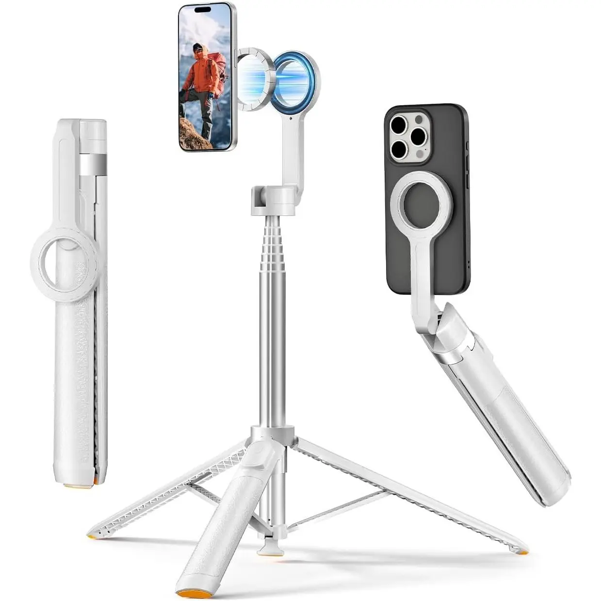 72''  Selfie Stick Tripod for  MagSafe - -Click Open  Stand,   Mount, 360? Rotation, Extendable  Tripod with  Remote for Travel & Video Recording