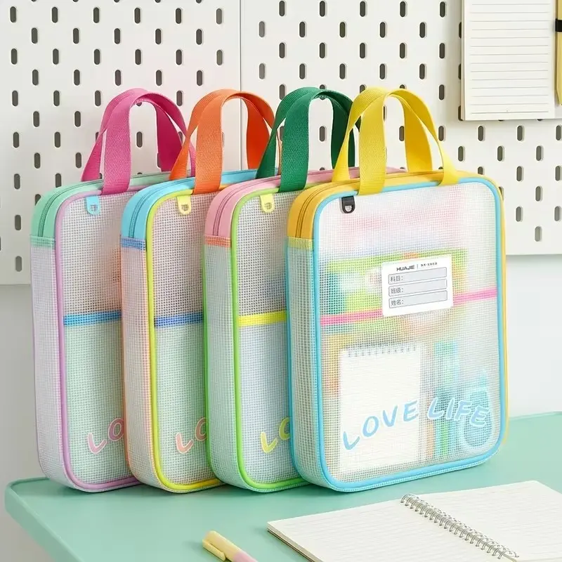 3-Layer Large Opening Storage Handbag, Colorful Portable Tutoring Bag, Stationery Organizer Bags, Eva Material, Contemporary Style by Huajie