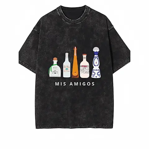 Women's Funny Tequila-Themed Printed Tee - Casual, Baggy, Heavyweight Soft Cotton Short-Sleeve Round Neck Oversized Retro Breathable All-Seasons 1-Piece Top for Party, Halloween, Day Wear; Note: Do Not Bleach (Pair with Jacket)