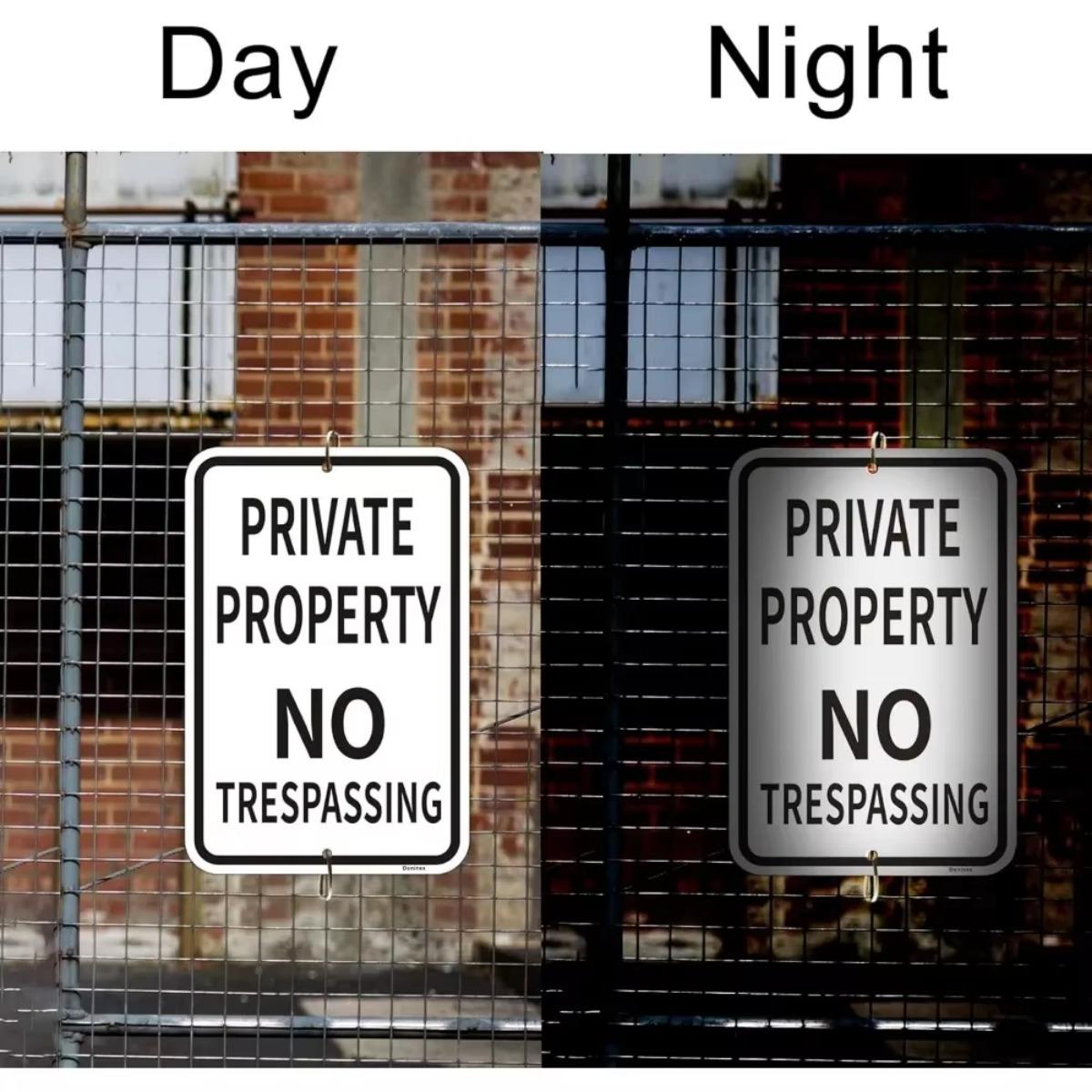 Private Property No Trespassing Sign, Rust-free Reflective Sign, Easy Outdoor Installation for Added Security Skateboard Wall Decor