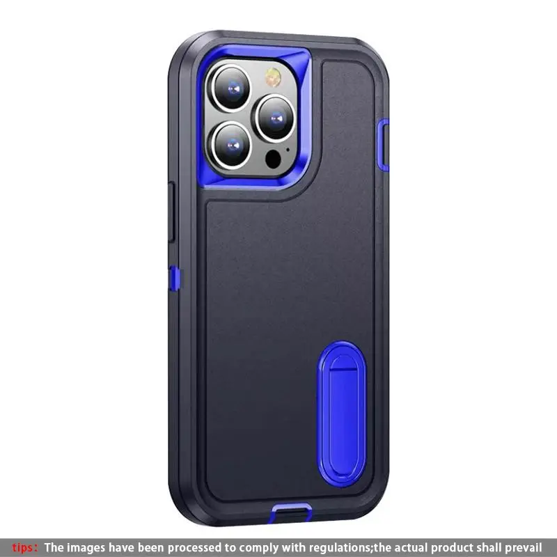 Three-In-One Colorblock Invisible Stand Matte Protective Anti-Drop Shockproof Phone Case Cover Casing, Smartphone Cover, Cellphone Fits iPhone 17 Pro Max 17 16 15 14 13 Pro Max 12 Pro Max Accessories