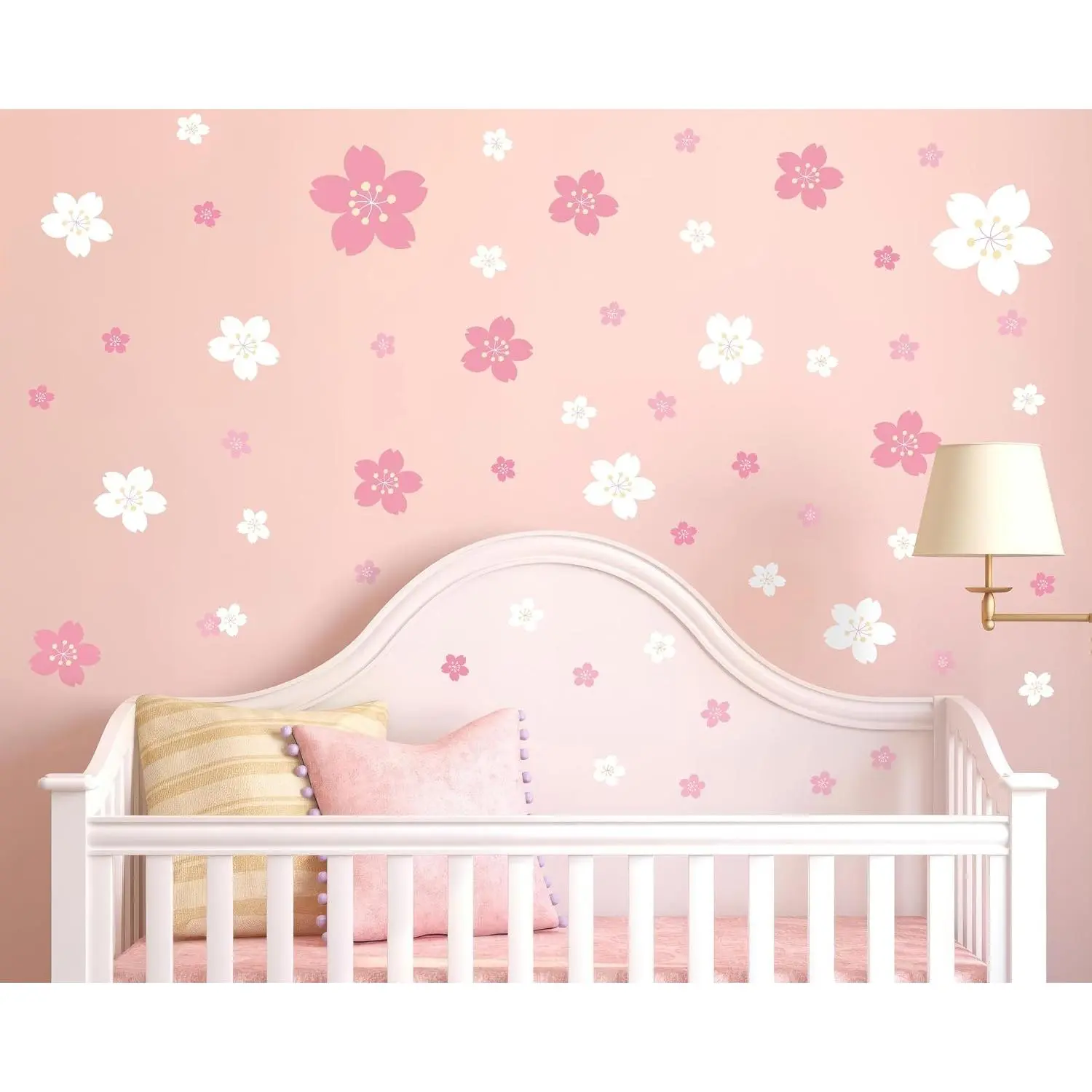 55 count Cherry Blossoms Wall  Peel and Stick Flower Wall Stickers for  Living Room Bedroom Girls Room  Decor
