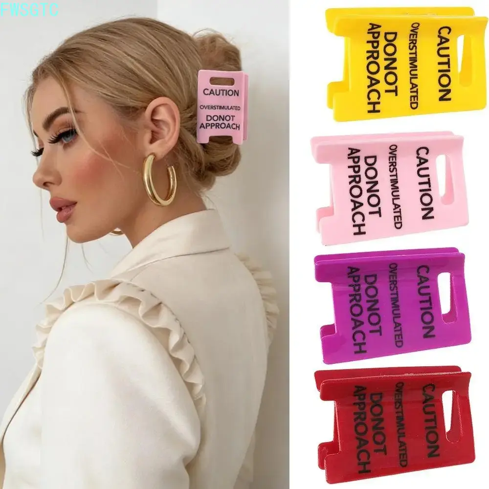Women’s “Overstimulated” Yellow Claw Clip Strong‑Hold For Thick Hair Y2K Letter Funny Statement Hair Accessory Ideal For School Daily‑Wear Self‑Care Days summerwins