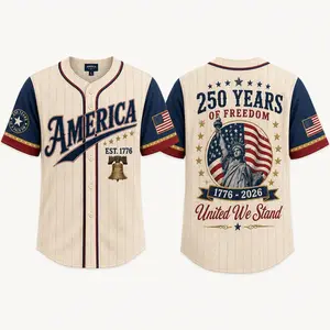 USA 250th Anniversary Baseball Jersey - Patriotic American Shirt,America Freedom Brave Independence Power 250 Years 1776 2026 Patriotic Baseball Jersey Design For Independence Day Celebration Gifts