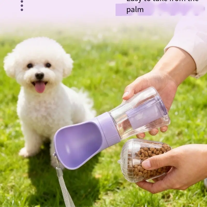 Pet Water Cup for Dogs and Cats, Portable Outdoor Triple-Function Bottle, Dog Food Travel Cup, Multi-Purpose Pet Water Flask