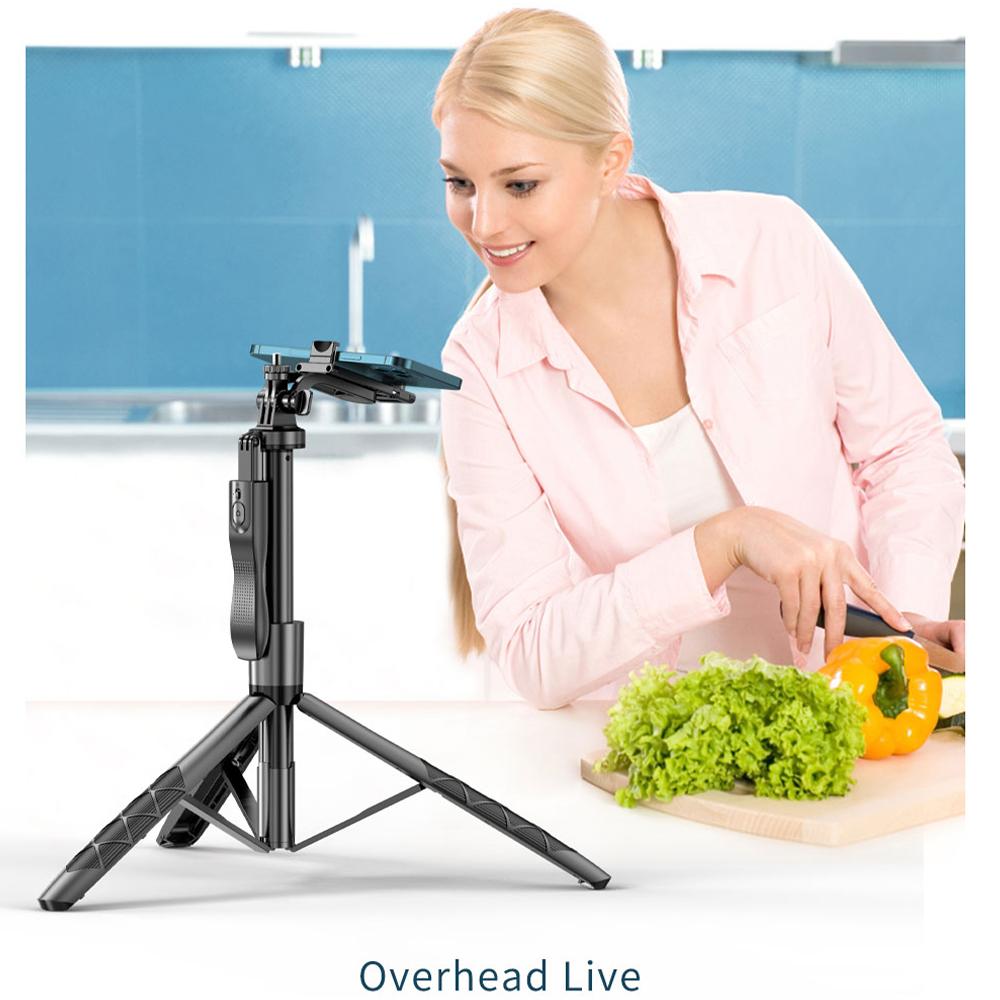 Rotatable Wireless Selfie Stick Tripod with Remote Control, Retractable Phone Tripod Stand for iPhone, Samsung Galaxy and GoPro Action Cameras, Camera Accessories