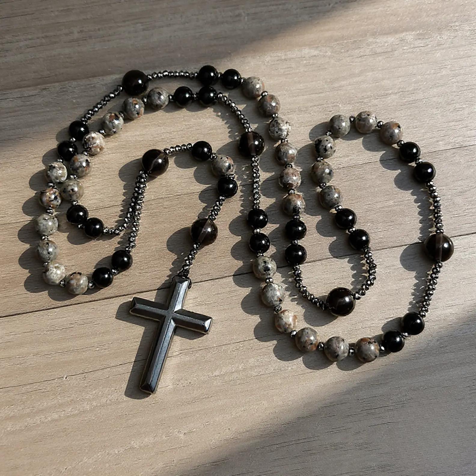 Natural Obsidian Yooperlite Rosary UV Reactive Protection Hematite Stone Cross Pendant for her, for him necklace Fashionable Collarbone Chain elegant rhinestone gift sparkly Adjustable Heart Rate Couples Set Day woman party Daily Bible Verse daughter Natural Obsidian Yooperlite Rosary UV Reactive Protection Hematite Stone Cross Pendant for her, for him necklace Fashionable Collarbone Chain elegant rhinestone gift sparkly Adjustable Heart Rate Couples Set Day woman party Daily Bible Verse daughter