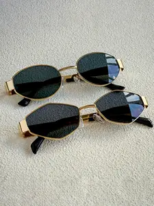 2 Pairs Fashion Oval Rhombus Women's Glasses, Metal Frame PC Lens, Subtle Luxury, Ultimate Comfort, Stylish Eyewear for Women