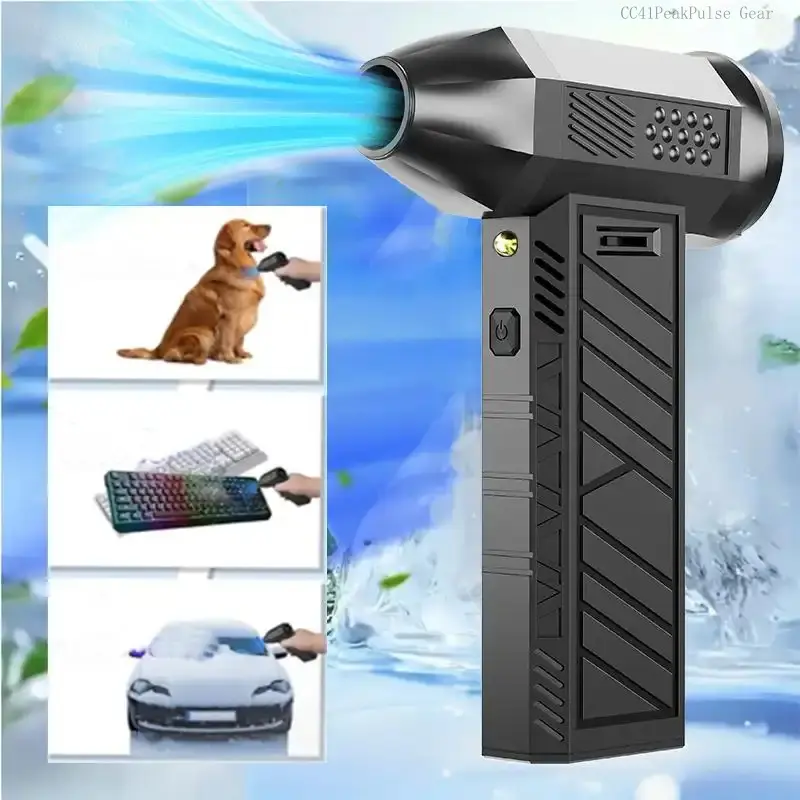 Electric Compressed Air Duster - 13,0000 RPM Rechargeable Cordless Turbo Blower, Portable Air Blower Gun for Cars, PC, Keyboard, Home & Outdoor Dust Cleaning (Replaces Compressed Air Cans)CC41PeakPulse Gear