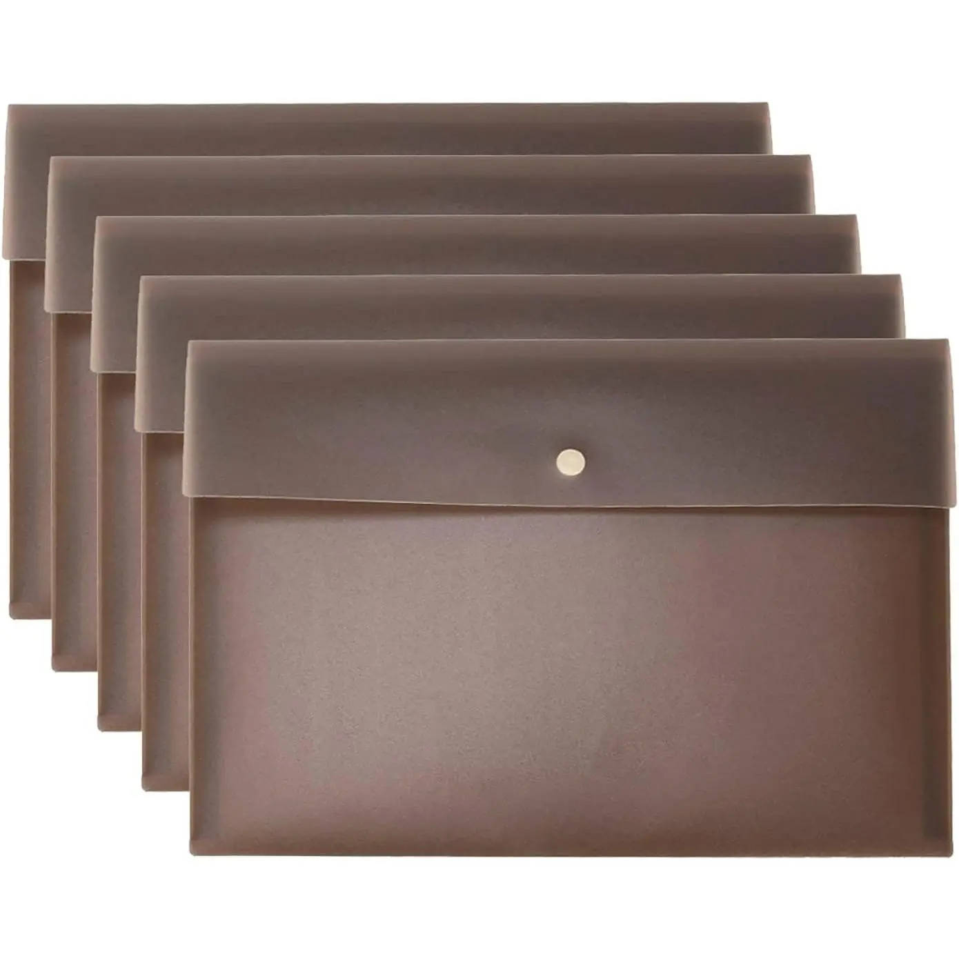 5-Count Modern Foldable A4 Plastic Wallets, Snap Button Closure Office Filing Folders, Document Organizer for Paperwork (Black, A4 Letter Size), Foldable Folders