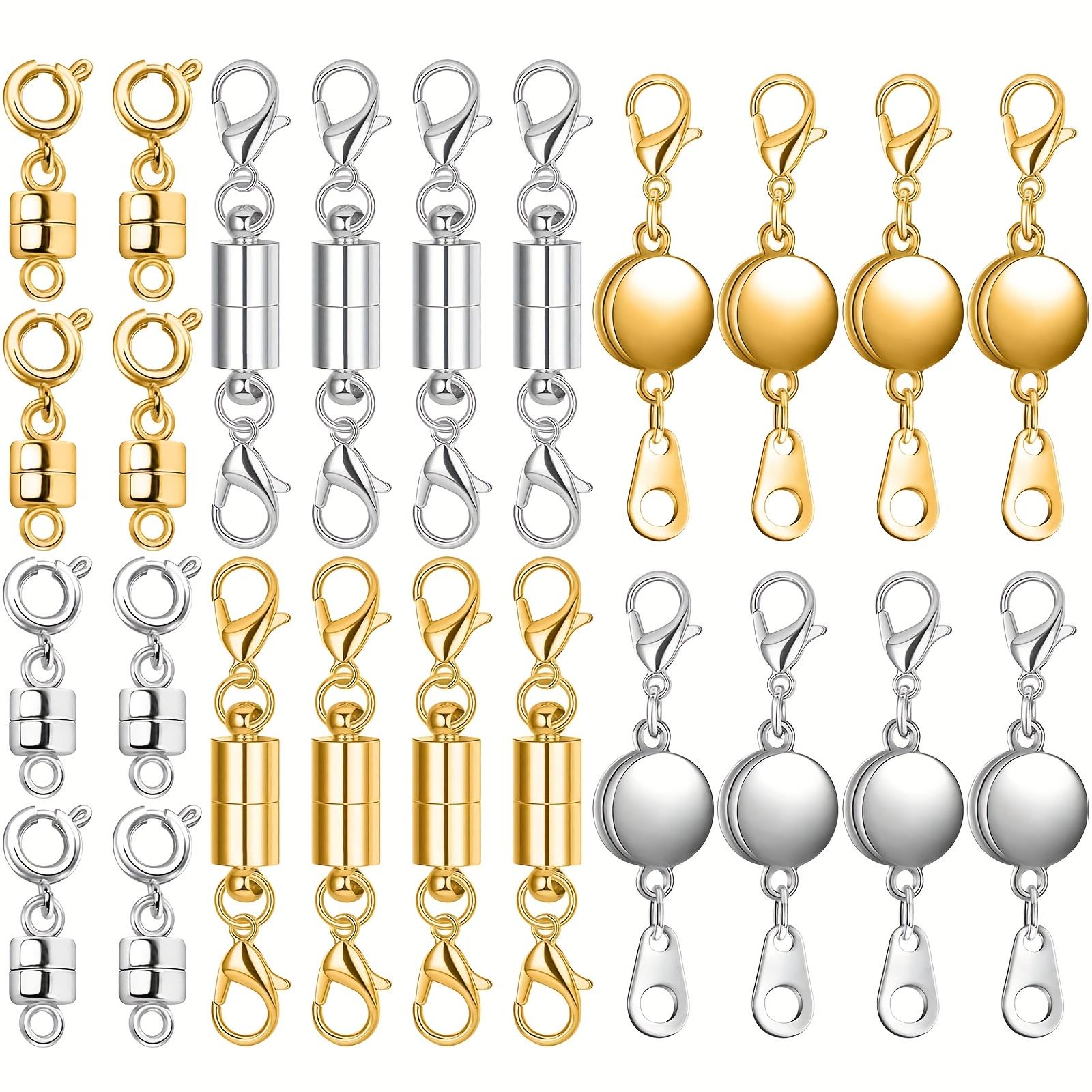 24pcs Necklace Magnetic Clasps And Closures Lobster Clasps Silvery Magnetic Jewelry Clasps Locking Necklace Extender Round Rhinestone Ball Magnetic Clasps for Bracelets Making Multiple Styles