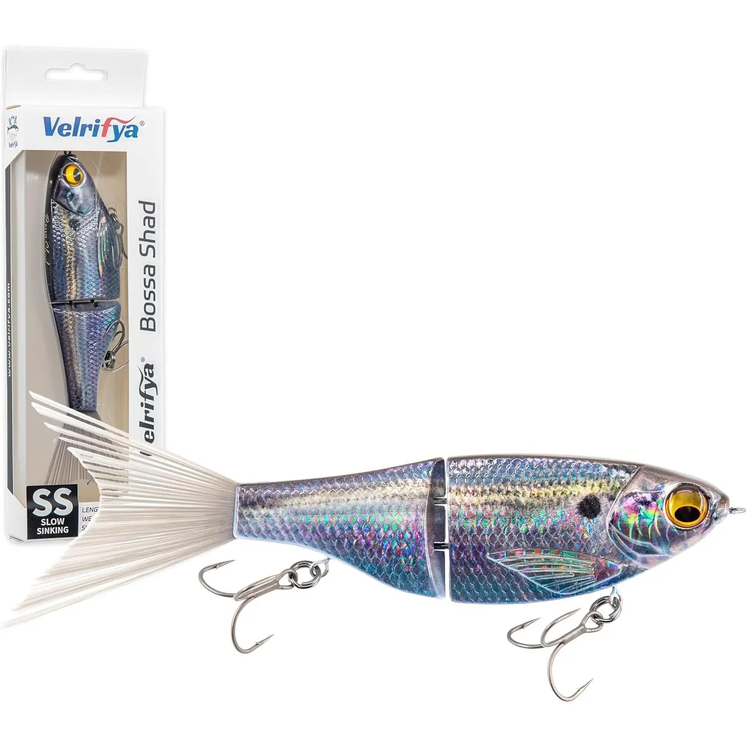 Bossa Shad Multi-Jointed Swimbait - 6.7" Bass Fishing Lures with Realistic Shad Profile, Natural Swimming Action, 6.7" Length